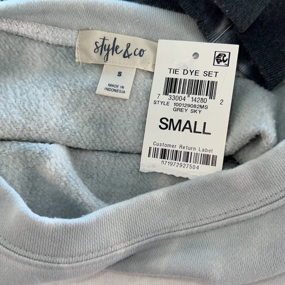 NWT Style & Co. Small Grey Sky Tie Dye Long Sleeve Shirt - Picture 3 of 5